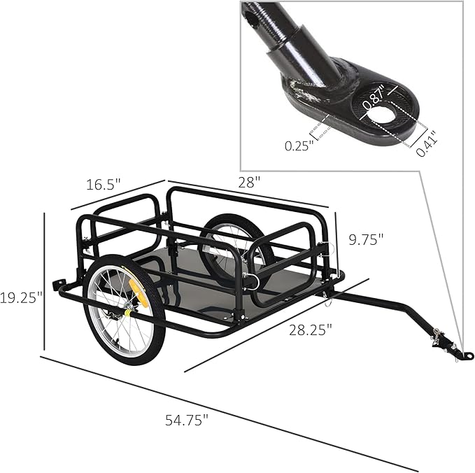 Bike Cargo Trailer, 110 lbs Load Capacity, Heavy-Duty Bicycle Wagon Cart w/16 Wheels, Foldable Compact Storage with Universal Hitch, Fits 20” - 26” Bicycle Wheels