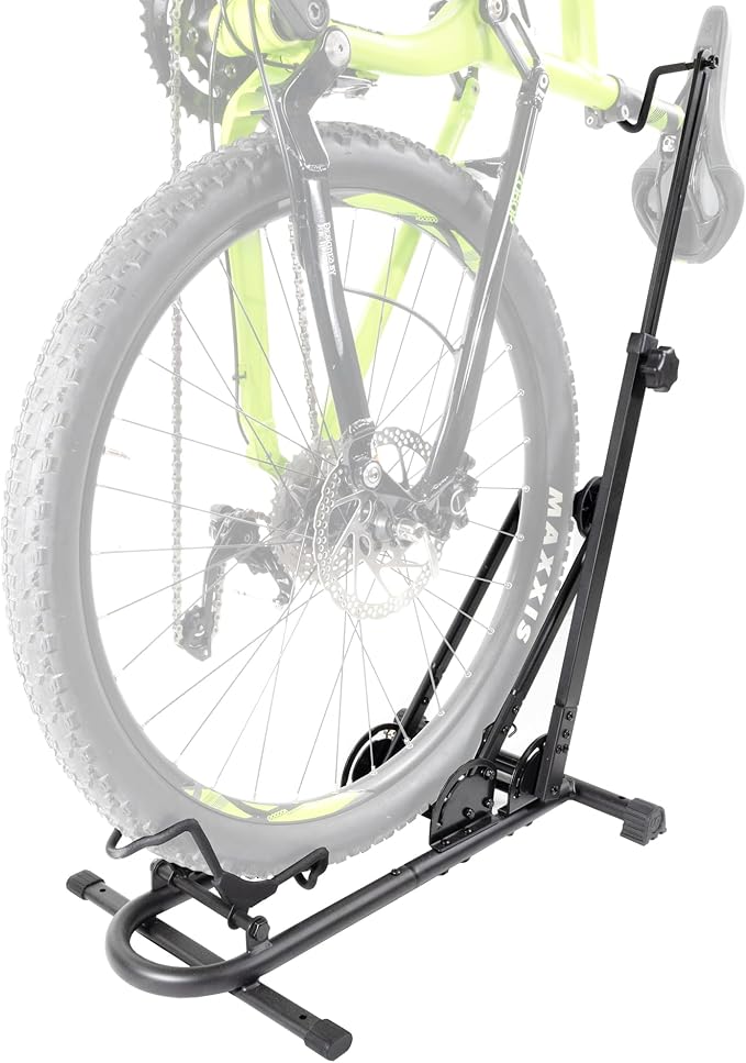 BIKE HAND Upright Bike Stand - Premium Quality Vertical & Horizontal Adjustable Bicycle Floor Parking Rack - for Storing MTB Road Bikes - up to 29” Wheel Size - Seatpost Stabilizer Ver. 1-1 Bike