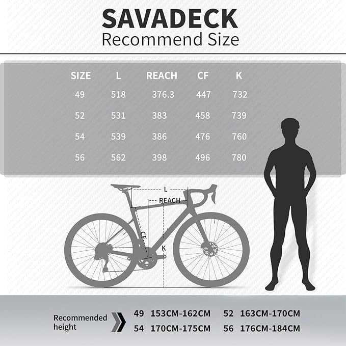 SAVADECK Carbon Road Bike,Lightweight Full Carbon Racing Bicycle with Shimano 105 R7120 24S Shift Groupset and Hydraulic Oil Disc Brake Bike