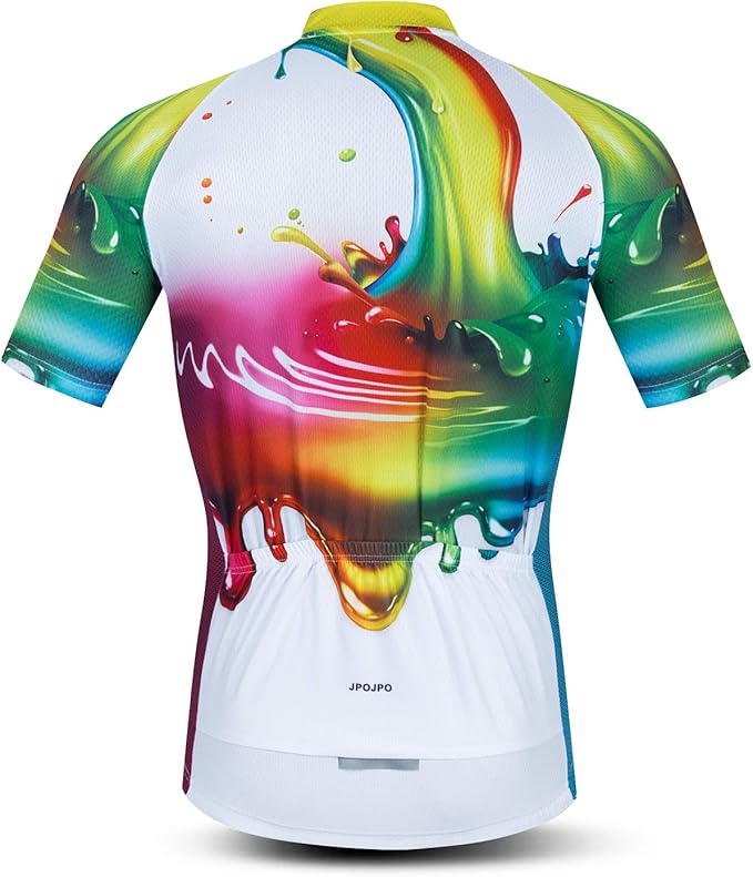 JPOJPO Men's Cycling Jersey Short Sleeved Mountain Bicycle Jerseys Breathable T- Shirt Tops S-3XL