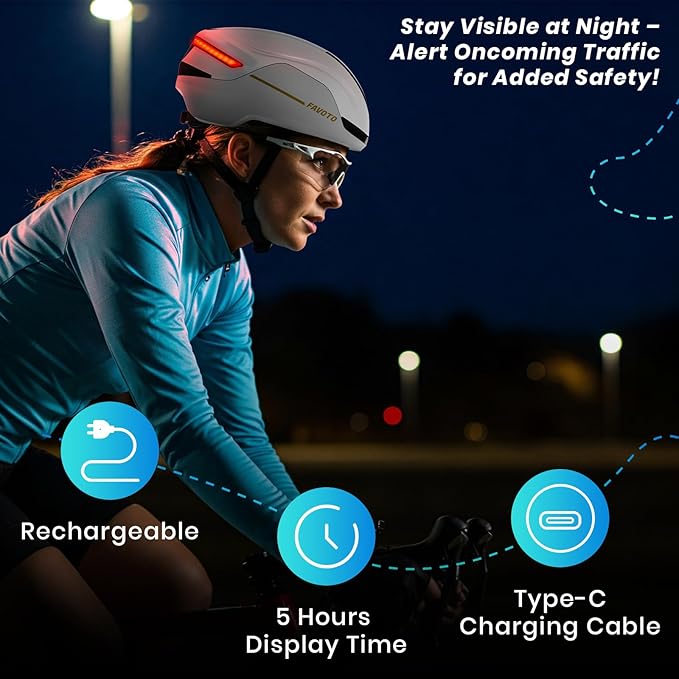 Favoto Smart Bike Helmet with Light – Dual Shell CPSC Certified Ebike Helmet with Turn Signals for Road Cycling City Commuting