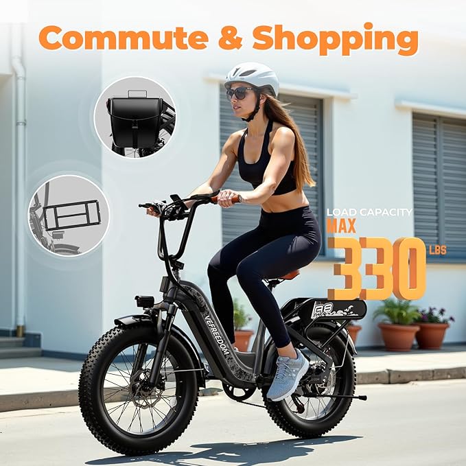 EUY Electric Bike for Adults with Peak 1500W Motor, 48V 20Ah Removable Battery Fast Ebike,Max 70Miles & 30MPH,20" x4.0 Fat Tire Commuting Electric Mountain Bike,7-Speed, Step-Thru Bicycle