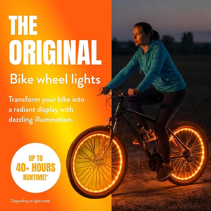 Activ Life 2-Tire Pack LED Bike Wheel Lights with Batteries Included, Get 100% Brighter and Visible from All Angles for Ultimate Safety and Style