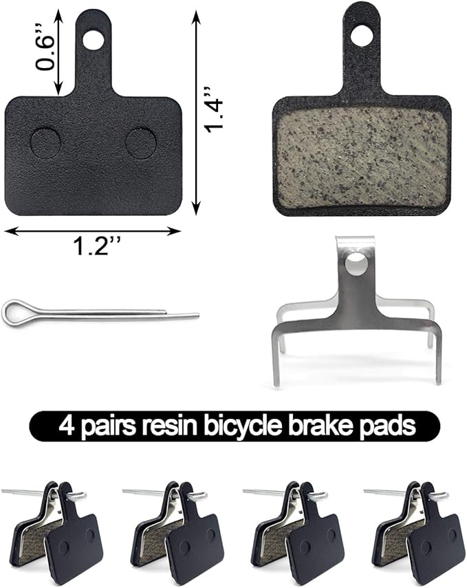 BlingKingdom 4 Pairs Bicycle Disc Brake Pads, Resin Brake Pads Replacement, Compatible with M315 M355 M515 M525 C501 C601 M375 M395 M415 M416 M446 M465 M475 M485 M486 (Black)