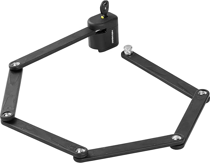 Retrospec Fortitude Folding Bike Lock - Heavy Duty Anti-Theft, 5mm Coated Steel Cut Resistant Bars, Disc Cylinder Pick Resistant Lock with 2 Rust Resistant Keys and Lock Carrier,Matte Black