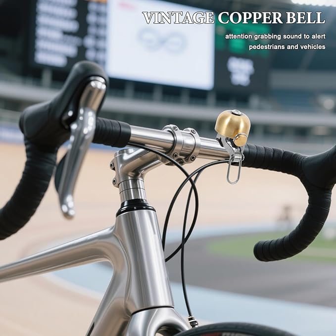 FRCOLOR Retro Bike Bell Copper Alloy Vintage Cycling Bell for Road, Mountain Electric Bikes with Loud Sound for Outdoor Riding Accessories