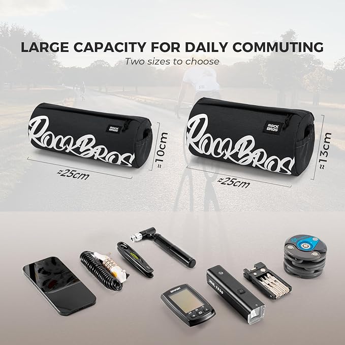 ROCKBROS Bike Handlebar Front Bag Bicycle Handy Frame Roll Bag with Shoulder Removable Strap Mountain Bike Storage Pouch Cycling Accessories