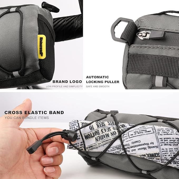 Rhinowalk Bike Handlebar Bag, Bicycle Front Bag Frame Storage Roll Bag Mountain Road Bikes Commuter Shoulder Bag Professional Cycling Accessories