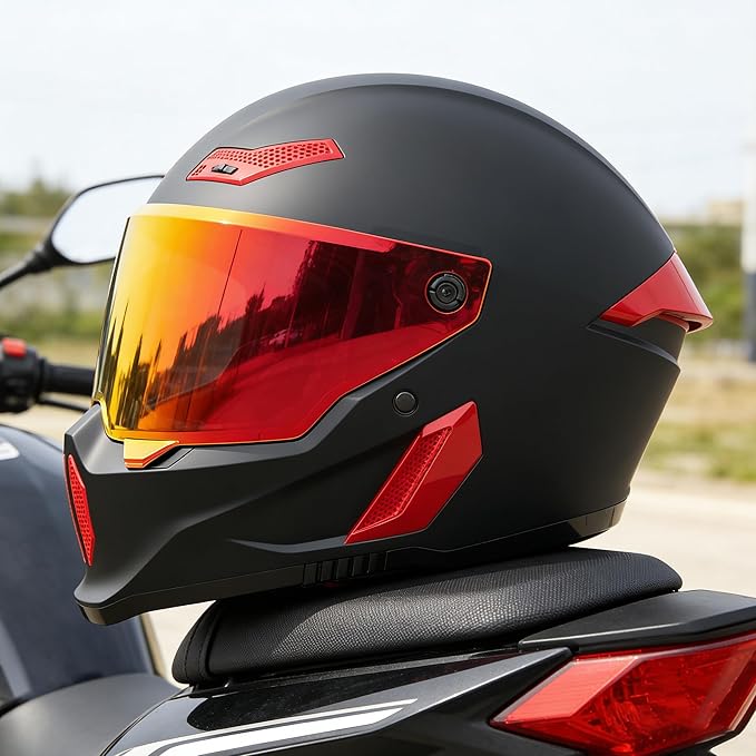 Motorcycle Helmets for Adult Men Women,Full Face Motorcycle Helmet,MG666 DOT Approved Motorbike Racing Street Bike Helmets with Two Visors