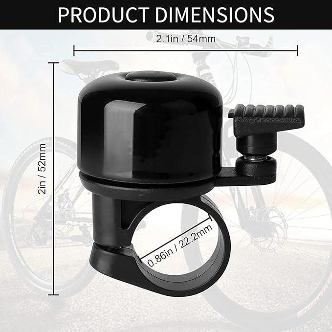 Bike Bell 2 Pack, Loud & Melodious Bicycle Bell for Adults Kids, Rustproof Mini Bike Horn Compatible with Road Mountain Bike MTB BMX Scooter Handlebars
