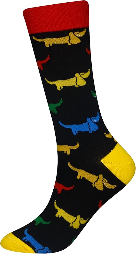 Cansok Men's 2/4 Packs Fun Crazy Novelty Dress Crew Socks