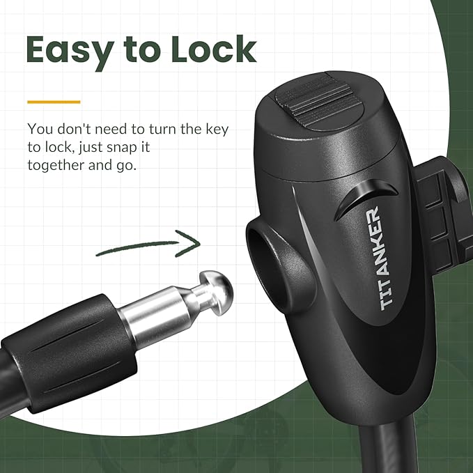 Titanker Bike Lock, 1/2 Inch Thick Bike Lock Cable Coiled Secure Bicycle Lock with Keys Scooter Lock Bike Locks Heavy Duty Anti Theft Bike Cable Lock with Mounting Bracket (4Feet, 6 Feet)