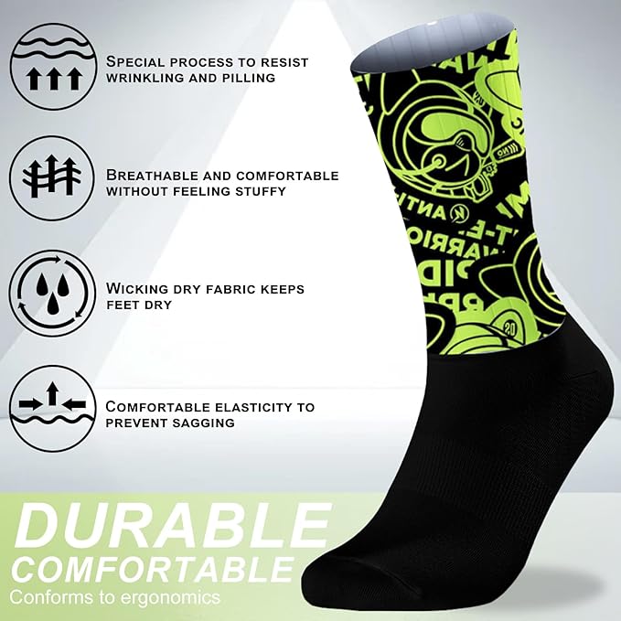 Cycling Socks Athletic Crew Socks Breathable Cushioned Compression Running Hiking Socks For Mens Womens