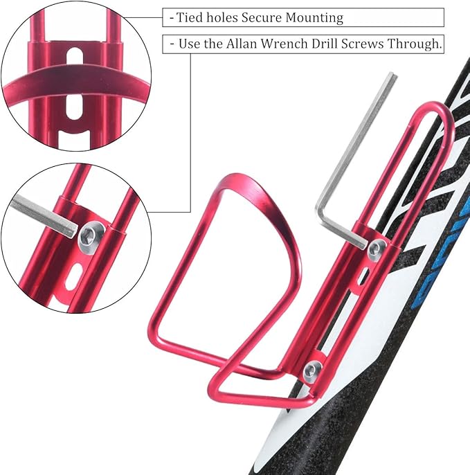 Alloy Aluminum Lightweight Bike Water Bottle Holder - 2 Pack for MTB & Road Bike