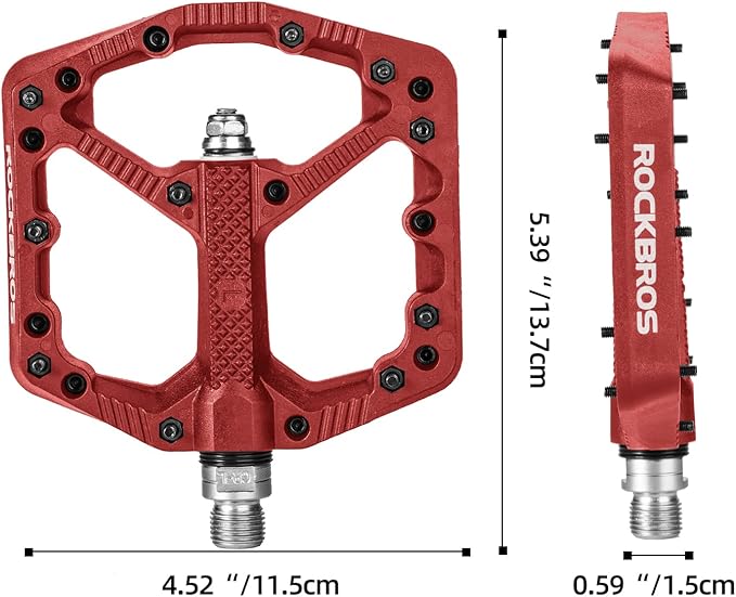 ROCKBROS Mountain Bike Pedals Flat MTB Pedals Nylon Fiber Bicycle Platform Pedals for Road Mountain BMX MTB Bikes