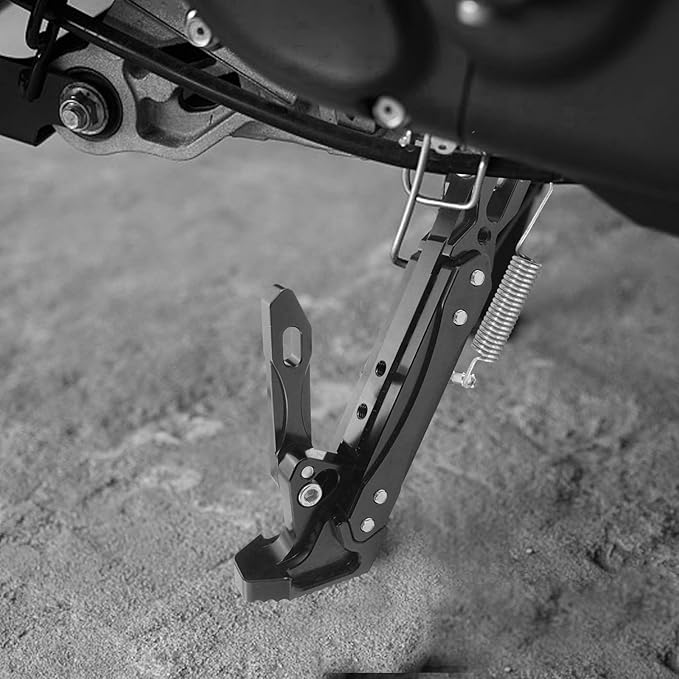 Universal Motorcycle Kickstand Adjustable Foot Side Support Parking Kickstand for Electric Motorbike Parking Foot Side Support Stand (Black-1)