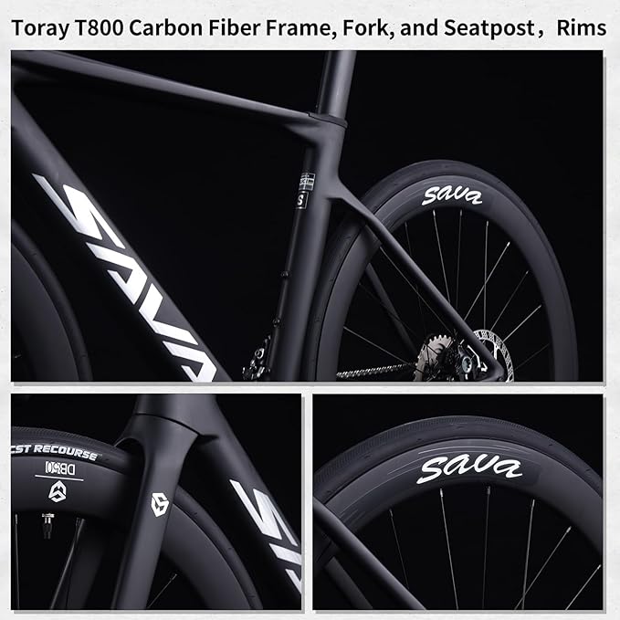 SAVADECK A7L Carbon Road Bike, T800 Carbon Fiber Frame 700C Racing Bicycle with Shimano 105 R7100 24 Speed Groupset and Hydraulic Disc Brake, Ultra-Light Carbon Bike for Man and Women