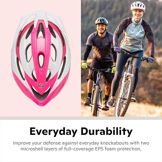 Schwinn Thrasher Helmet for Adults, Size 58-62 cm for Riders Ages 14+, Microshell, Adjustable Dial & Straps, Interior Padding, Air Vents, Lighted or Unlit, Visor, Adult Bike Helmet