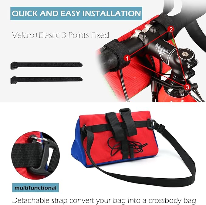 Bike Handlebar Bag, Bicycle Front Bag, Kids Handle Bar Bag, Storage Bag with Shoulder Strap for Men Women Kids Outdoor Road MTB Cycling