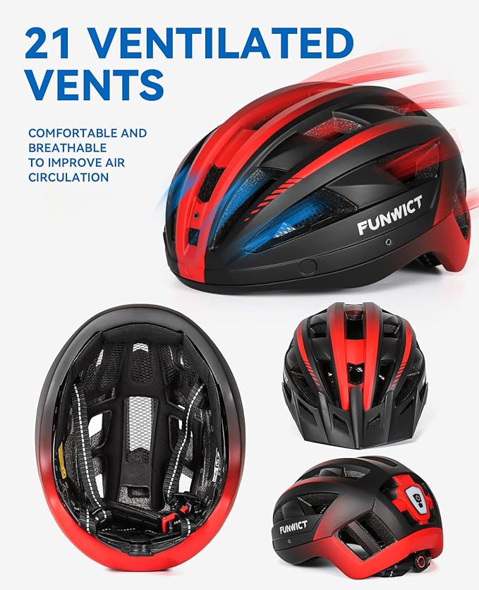 Adult Bike Helmet with Visor and Goggles for Men Women Mountain Road Bicycle Helmet Rechargeable Rear Light Cycling Helmet