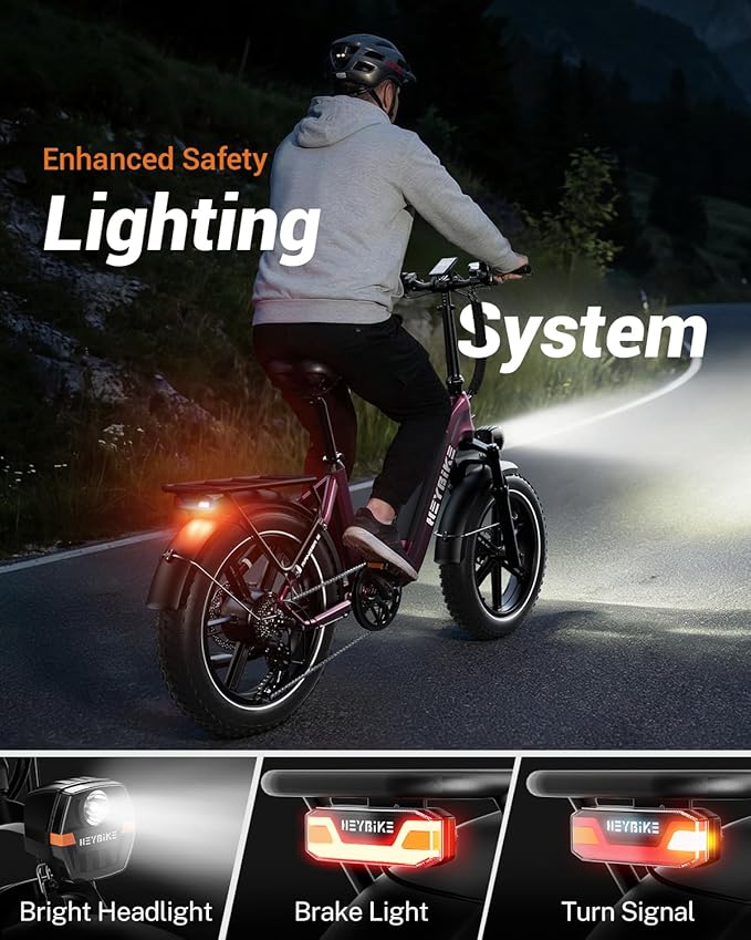 Heybike Ranger 20"x4.0" Fat Tire Folding Electric Bike for Adults, 1200W/1800W Peak Motor, 28/32MPH, up to 55/90 Miles Range, UL2849 Certified Removable Battery for Commute Beach Mountain Snow E Bike