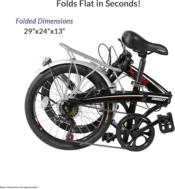 Xspec 20" 7 Speed Folding Compact City Commuter Bike (NOT an Electric Bike)