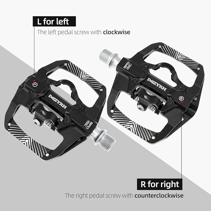 MZYRH Pedal,MTB Mountain Bike Pedals Compatible with Dual Function Sealed Clipless Aluminum 9/16" Bicycle Flat Platform with Cleats for Road, MTB