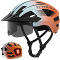 OutdoorMaster Adult Bike Helmet - Bicycle Helmet with Rechargeable Rear LED Light, Detachable Magnetic Goggles, Removable Sun Visor - Suitable for Commuting and Cycling for Men and Women