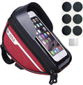 Bike Phone Front Frame Bag, Waterproof, Tube Case, Bicycle Phone Holder, Bike Handlebar Bag, Bicycle Accessories Compatible Cellphone Under 7.2”, Cycling Pouch with 6Pcs Glue-free Tire Patches