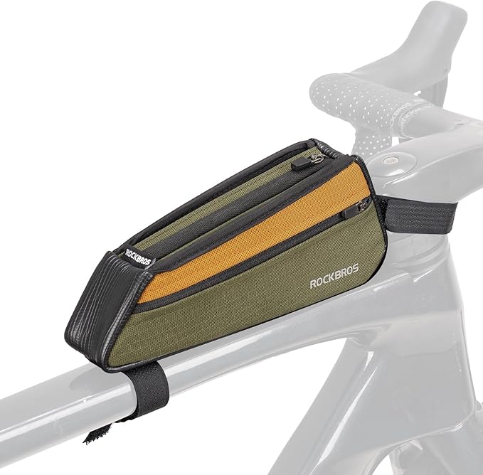 ROCKBROS Bicycle Small Top Tube Bag Bicycle Front Frame Bag Waterproof Bike Bag 0.25Lwith Double Sided Pockets Perfect for MTB Road Bike Cycling Commuting and Outdoor Adventures Festival Gifts