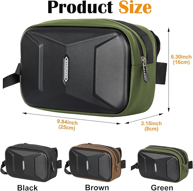 Bike Handlebar Bag, EVA Waterproof Bike Front Bag, 3.2L Bicycle Frame Storage Bag Waist Shoulder Bag, Bike Pouch for Road Mountain Bicycle Cycling Travel Hiking(Green)