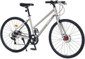 7 Speed Hybrid Road Bike for Men & Women, 700x32C City Commuter Bicycle with Disc Brakes, Steel Frame, Ideal for Outdoor & Fitness Cycling