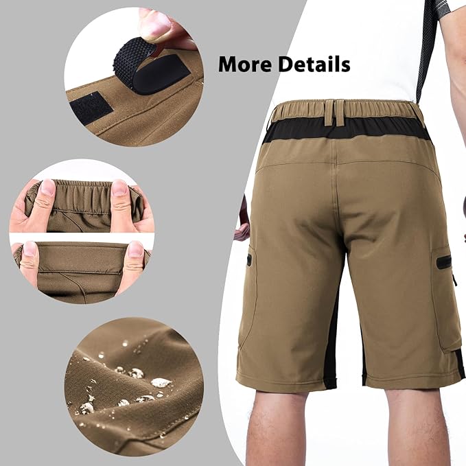 Ally Mens Mountain Bike Shorts 4D Padded Baggy Bicycle Cycling Biking Bike Shorts Lightweight Loose-fit