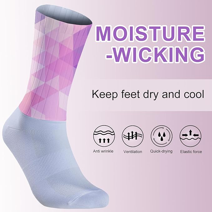 Cycling Socks Athletic Crew Socks Breathable Cushioned Compression Running Hiking Socks For Mens Womens
