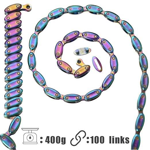 Bike Chain, Single Speed Cycling Bicycle Chain Unbeatable Strength & Rainbow 100 Links Chains 1/2" x 1/8" 1 Speed with Connector for Fixed Gear BMX Commuter Bikes Beach Cruiser MTB