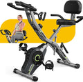 Exercise Bike, 5 in 1 Foldable Stationary Bike for Seniors, 16-Level Adjustable Magnetic Resistance, Indoor Workout Bike with 330LB Capacity, Comfortable Seat Backrest X-bike