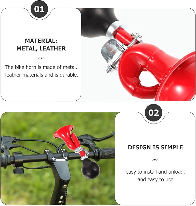 Loud Squeeze Air Horn Portable Red Vintage Bicycle Bell for Mountain and Road Bikes Safe Riding Accessories