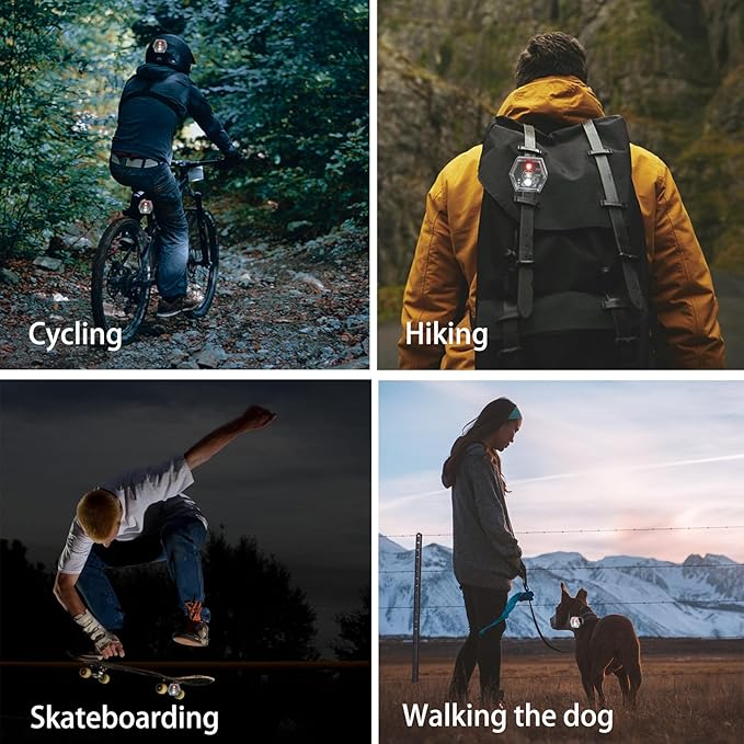 LED Safety Light, Running Lights for Runners LED Bike Tail Lights Clip on Dogs Light for Walking at Night, Jogging, High Visibility Strobe Accessories Hiking Cycling Camping Boat