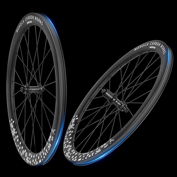 Carbon Road Bike Wheelset, 700C Snowflake Pattern Clincher Bicycle Cycling Racing Wheelset, 50mm Deep Stability Aerodynamic Wheel