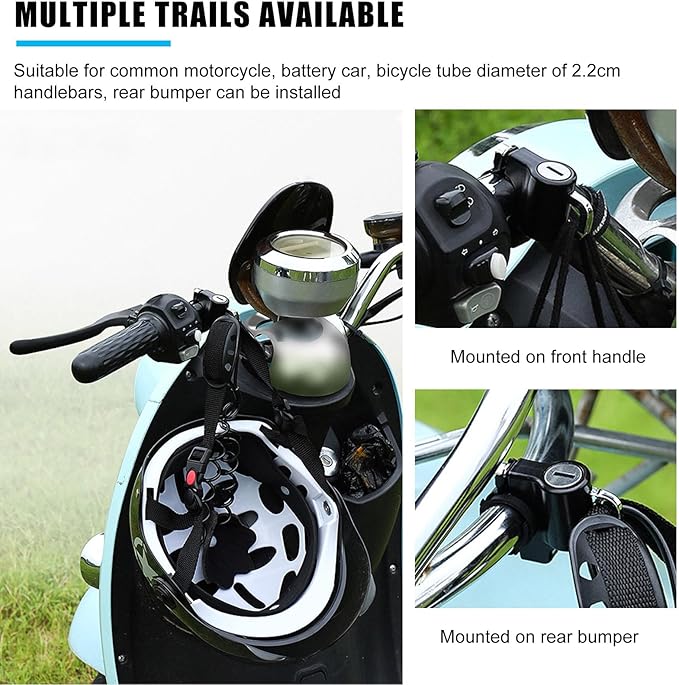 Motorcycle Helmet Anti-Theft Lock, Motorbike and Bicycle Helmet Safety Lock with Two Keys, Handlebar Mounting Tamper-Proof Helmet Security Lock, Motorcycle Accessories (Black)