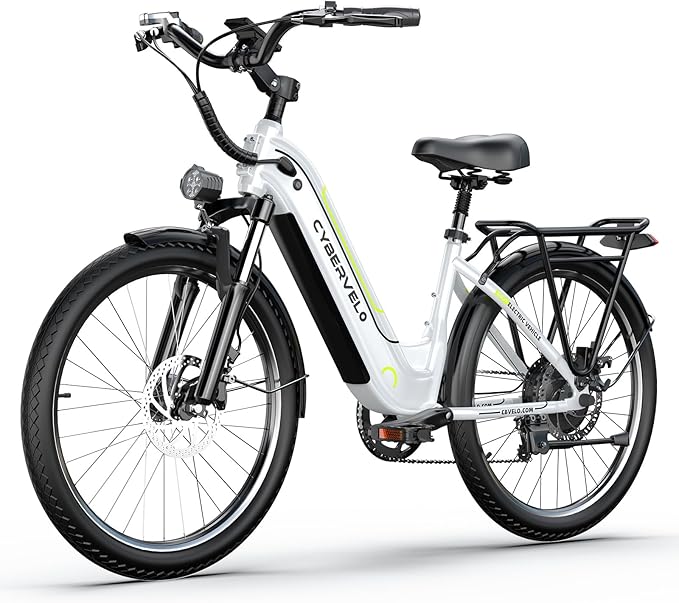 1000 Peak Electric Bike for Adults,up 80 Miles Removable Battery Ebike, 26" Electric E Bike with 7-Speed,Adult Electric Bicycles for Commute Beach Snow White Womens All Terrain