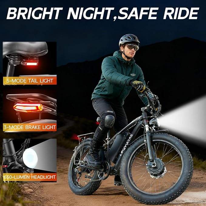 Peak 9000W Dual-Motor-Ebike with 52V 34AH 1768Wh Battery, 42-46MPH 24 Inch Dual-Motor-Electric-Bike for Adults, Up To 105 Miles with Disc Brake Fat Tire Electric Bicycle E Bike Mountain Snow