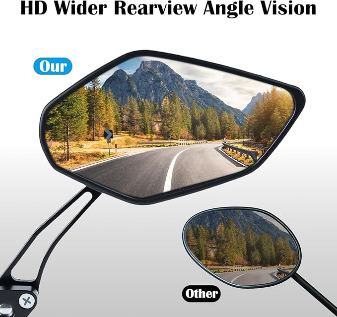 2 Pack Bike Mirrors, 360°Rotatable HD Wide Angle Rear View Mirror - Universal Handlebar Accessories for Mountain/Road Bike, Scooter, E-Bike (Black)
