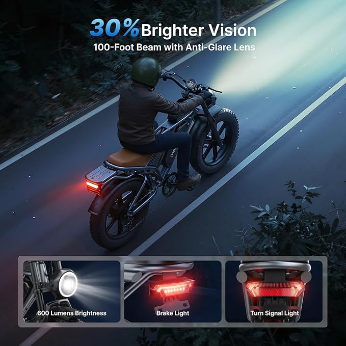 DEEPOWER Electric Bike for Adults,2000W Peak Motor&32MPH Electric Dirt Bike，48V 20AH/35AH/60AH Battery, 70-160 Max Miles,Dual Suspension Ebikes for Adults, 20" Fat Tire E Bike