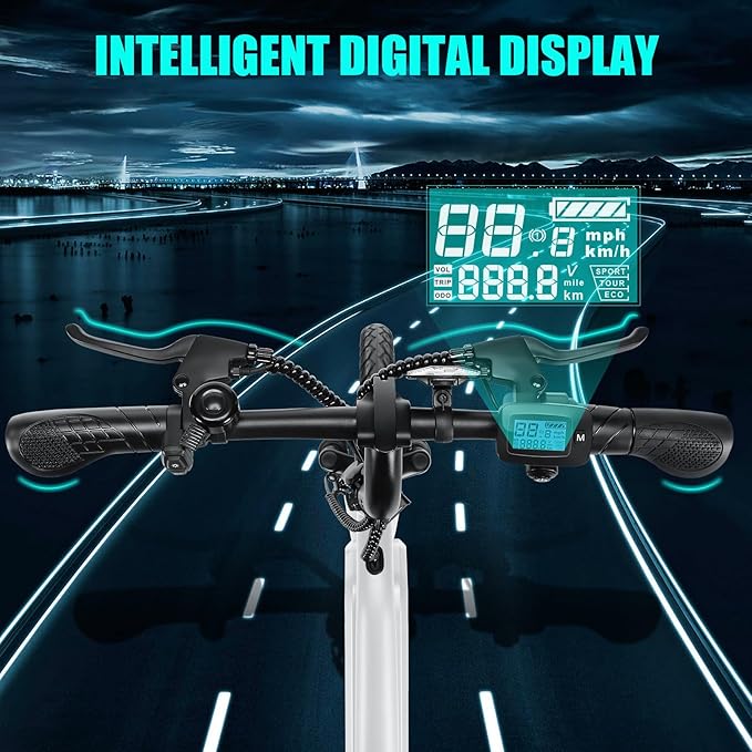 ANCHEER Folding Electric Bike for Adults, 374Wh Ebike, 20MPH Electric Bikes, 14" Foldable Electric Bicycle, 20-50 Miles Electric Bikes, E Bike, LCD Display, Dual Suspension, UL2849 Compliant