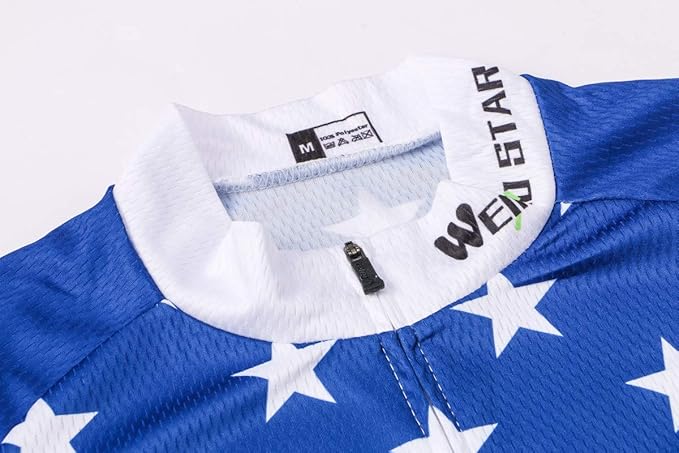 Cycling Jersey Short Sleeve USA Style Bike Tops with Pocket Reflective Stripe