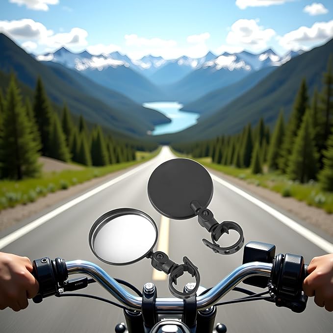 2Pcs Black Adjustable Rear View Mirror for Bikes, Universal Rearview Mirror for Handlebars, Wide Angle Acrylic Convex Safety for Adult Bikes/Kids/Road/Mountain Bike, Cycling Accessories