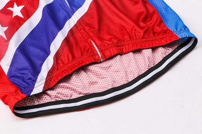Cycling Jersey Short Sleeve USA Style Bike Tops with Pocket Reflective Stripe