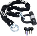 AKM Bike Lock Chain Lock 120cm/4ft Heavy Duty Durable 10mm Thick Ring Anti-Theft Bicycle Chain Lock with 4Keys Security 16mm U Lock Disc Lock for Bicycle,Moped,Scooter,Motorcycle
