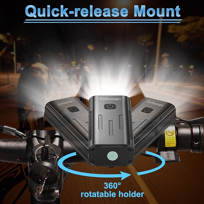 Bike Headlight and Taillight Set, Bright USB Rechargeable Front Bike Light with Power Bank Function Easy to Install and Very Sturdy for Men Women Kids Road Mountain Safety Night Cycling